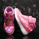Flying Woven High-top Velcro Casual Shoes Fluorescent Shoes Led Luminous Shoes