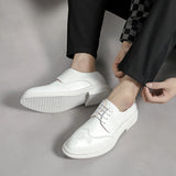 Men's Shoes British Formal Business Leather Shoes White Pointed Leather Shoes