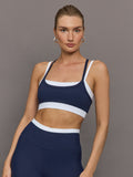 Double Layered Contrast Bra in Melt - Navy/White