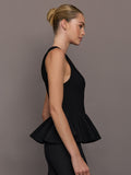 Peplum Sweater Tank - Black