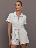 Short Romper in Interlock - Moonbeam Heather