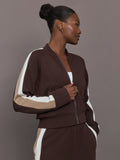Bomber with Contrast Stripe in Scuba - Chocolate Torte