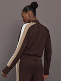 Bomber with Contrast Stripe in Scuba - Chocolate Torte