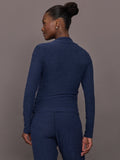 Mock Neck Long Sleeve in Soft Luxe - Heather Navy Blazer