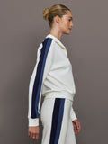 Half Zip With Contrast Stripe in Scuba - Ivory