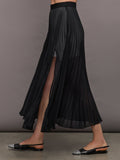 Mesh Pleated Skirt - Black