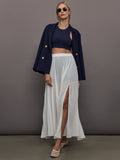 Mesh Pleated Skirt - Ivory