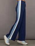 Wide Leg Track Pant in Scuba - Navy