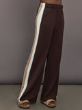Wide Leg Track Pant in Scuba - Chocolate Torte