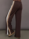Wide Leg Track Pant in Scuba - Chocolate Torte