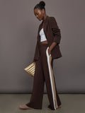 Wide Leg Track Pant in Scuba - Chocolate Torte