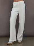 Wide Leg Track Pant in Scuba - Ivory